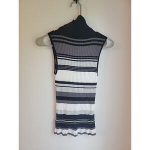 EXPRESS Small S Black White Striped Sleeveless Tank